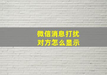 微信消息打扰 对方怎么显示